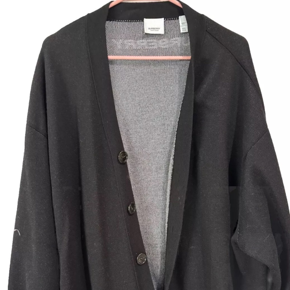 Burberry Logo Wool Cotton Jacquard Cardigan